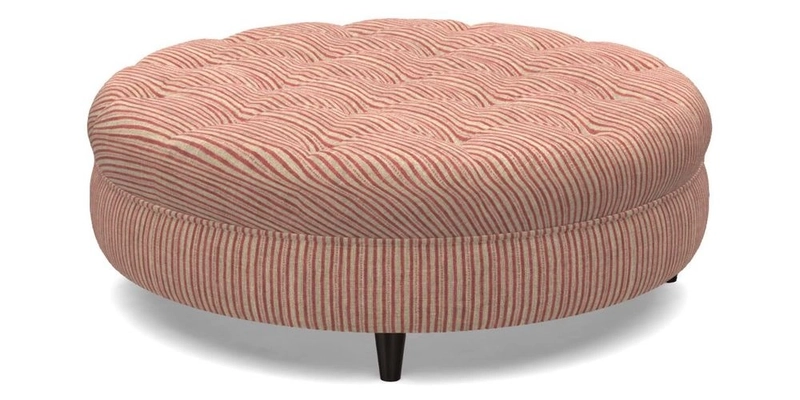 Helmsley Round Footstool in Linwood Omega Velvet Navy