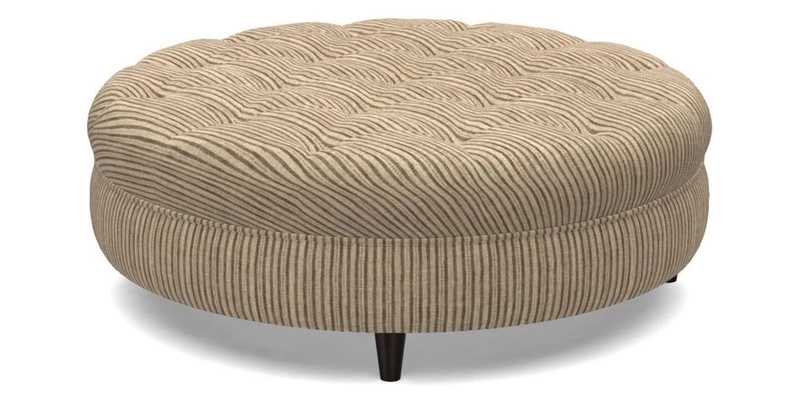 Helmsley Round Footstool in Linwood Omega Velvet Navy