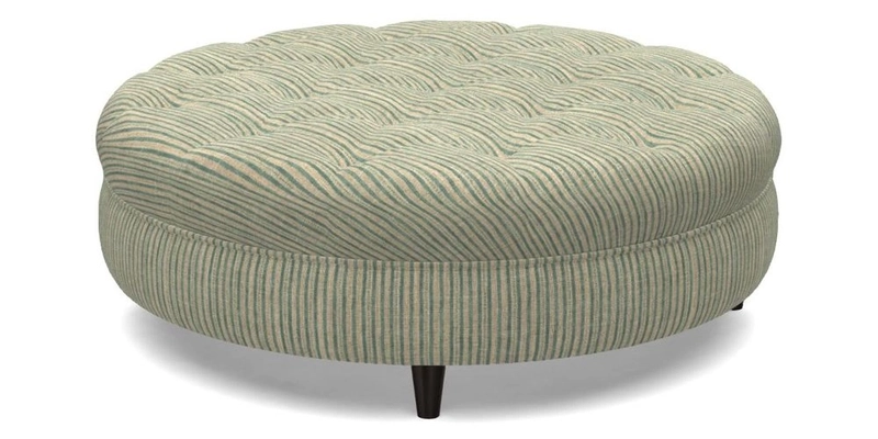 Helmsley Round Footstool in Linwood Omega Velvet Navy