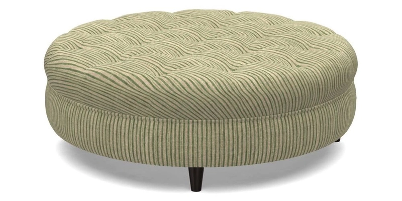 Helmsley Round Footstool in Linwood Omega Velvet Navy