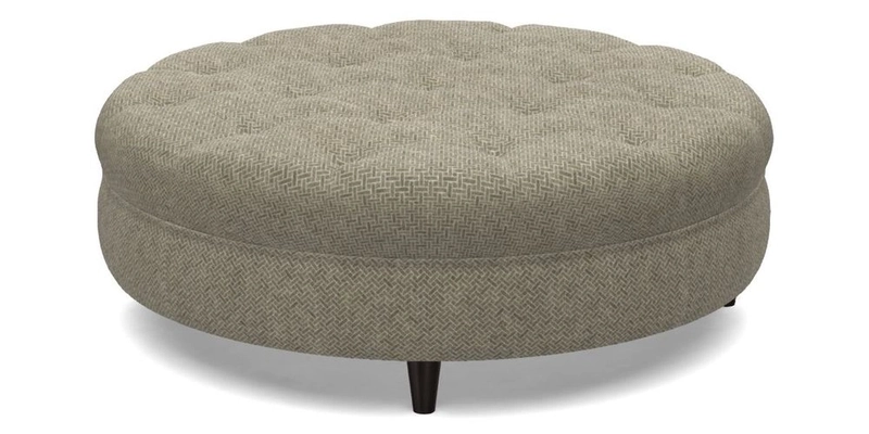 Helmsley Round Footstool in Linwood Omega Velvet Navy