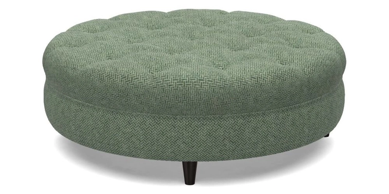 Helmsley Round Footstool in Linwood Omega Velvet Navy