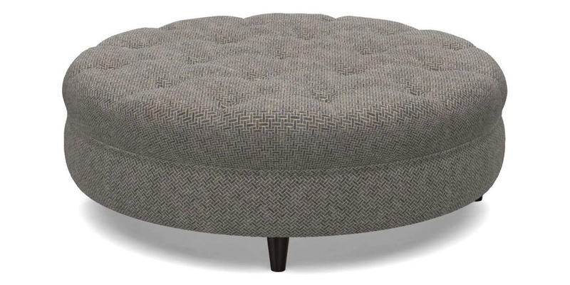 Helmsley Round Footstool in Linwood Omega Velvet Navy