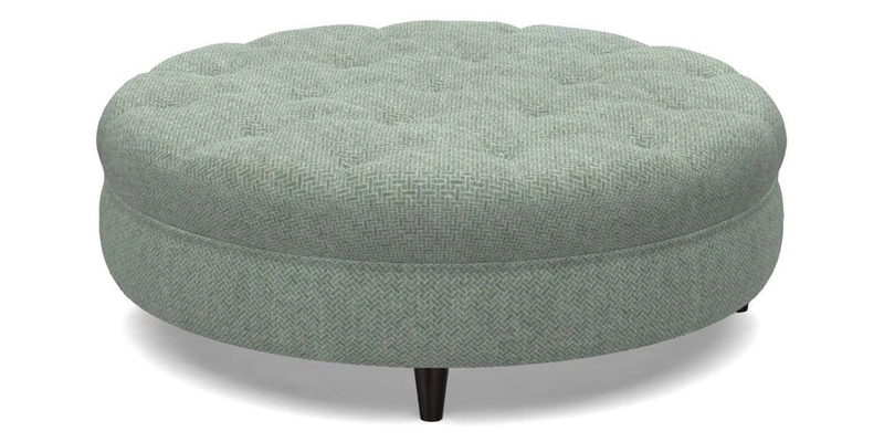 Helmsley Round Footstool in Linwood Omega Velvet Navy