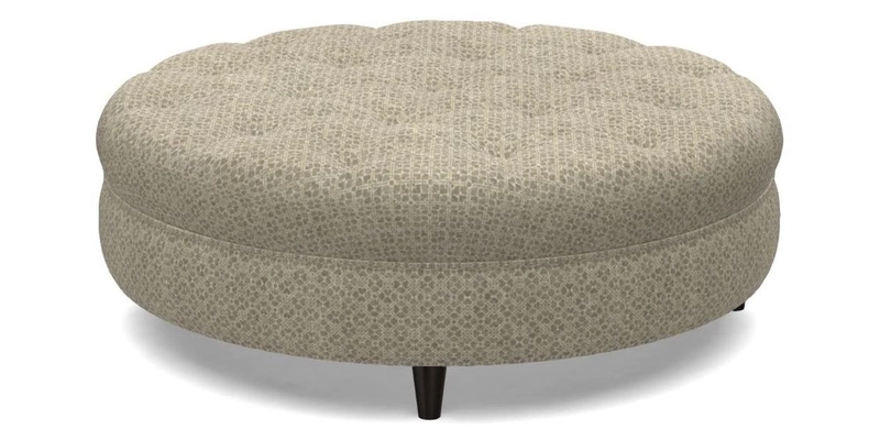 Helmsley Round Footstool in Linwood Omega Velvet Navy
