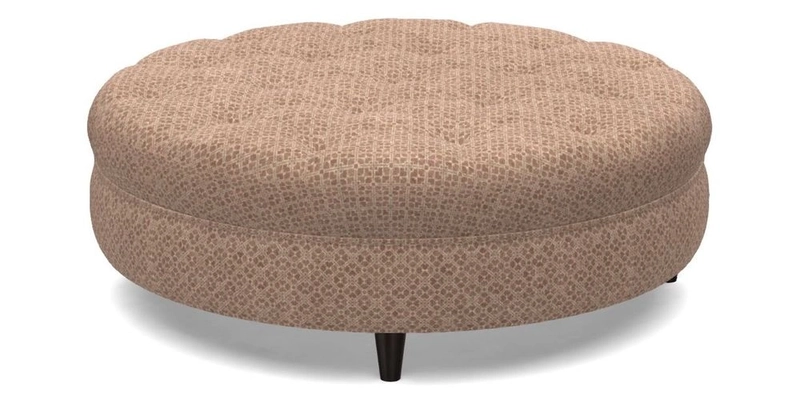 Helmsley Round Footstool in Linwood Omega Velvet Navy