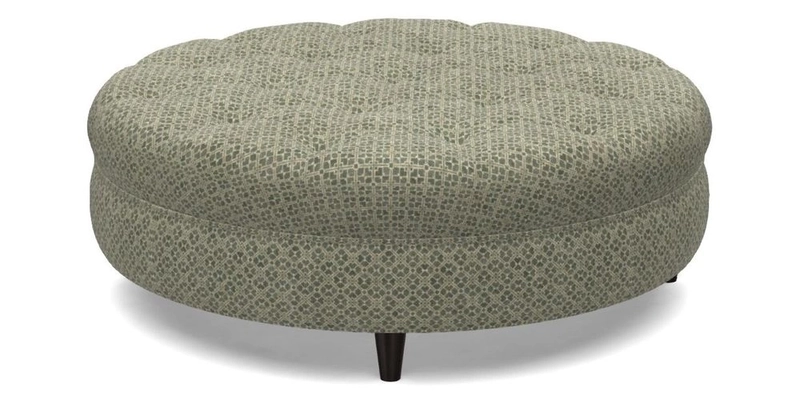 Helmsley Round Footstool in Linwood Omega Velvet Navy