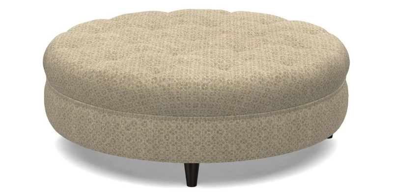 Helmsley Round Footstool in Linwood Omega Velvet Navy
