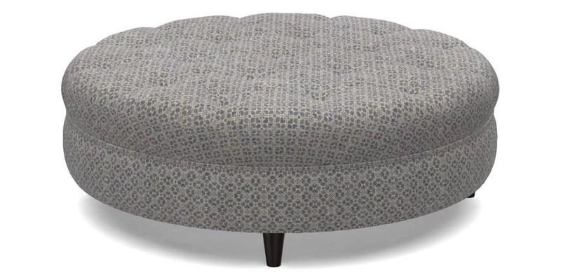 Helmsley Round Footstool in Linwood Omega Velvet Navy
