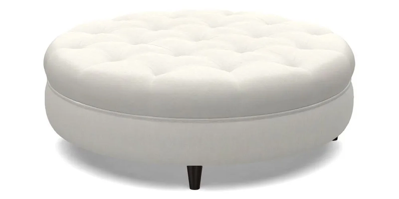 Helmsley Round Footstool in Linwood Omega Velvet Navy