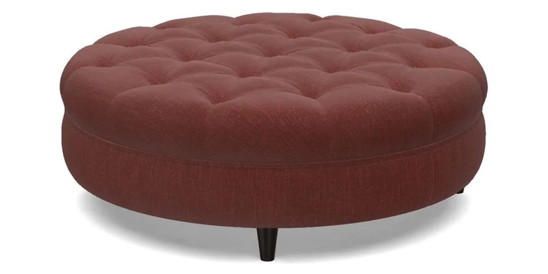 Helmsley Round Footstool in Linwood Omega Velvet Navy