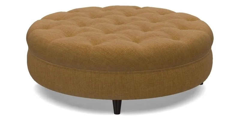 Helmsley Round Footstool in Linwood Omega Velvet Navy