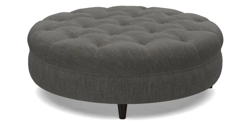 Helmsley Round Footstool in Linwood Omega Velvet Navy