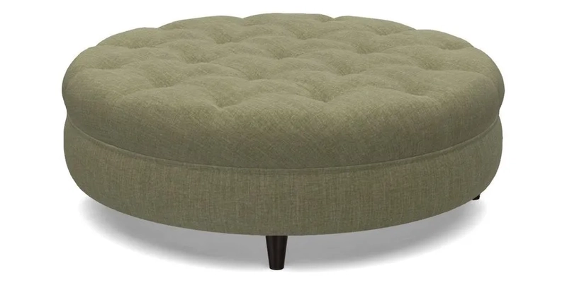 Helmsley Round Footstool in Linwood Omega Velvet Navy