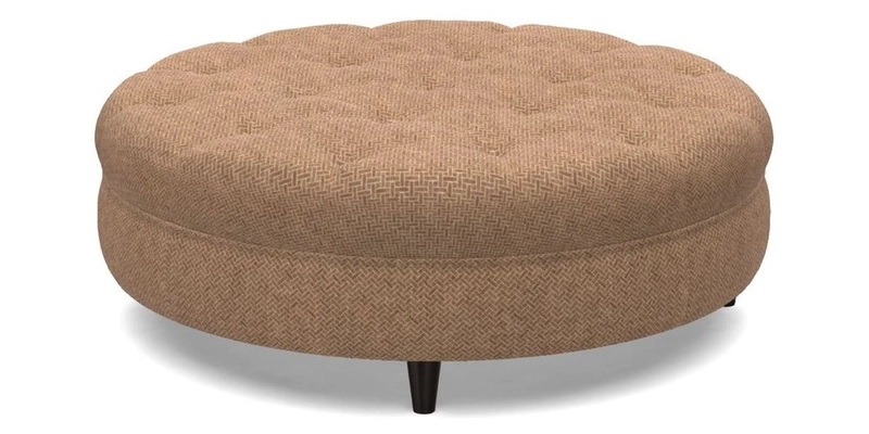 Helmsley Round Footstool in Linwood Omega Velvet Navy