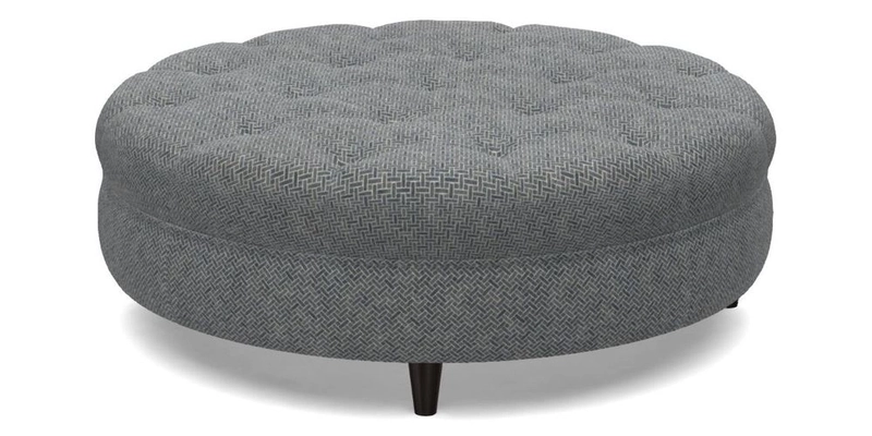Helmsley Round Footstool in Linwood Omega Velvet Navy