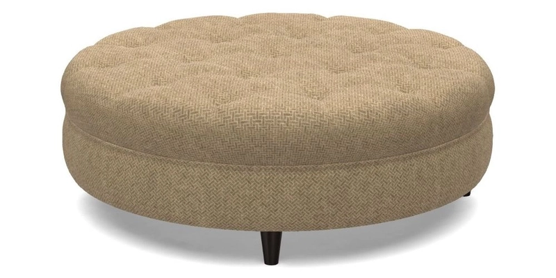 Helmsley Round Footstool in Linwood Omega Velvet Navy