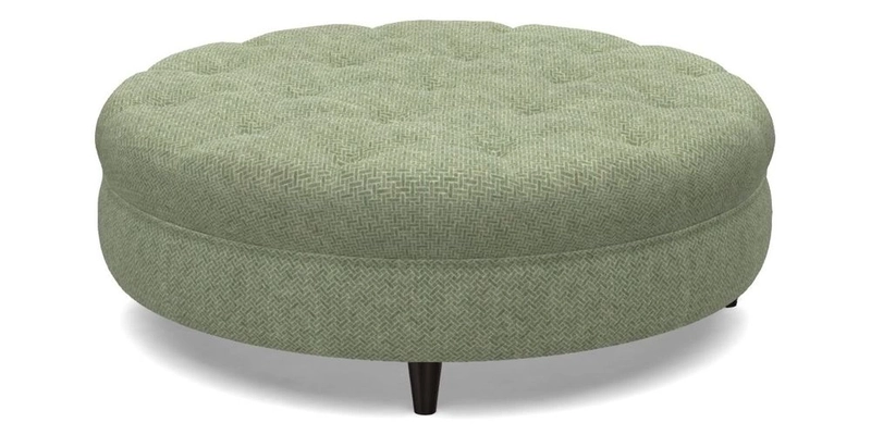 Helmsley Round Footstool in Linwood Omega Velvet Navy