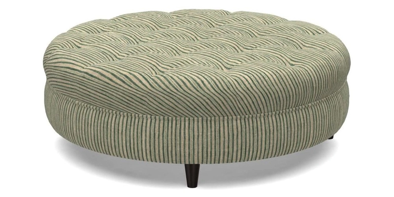 Helmsley Round Footstool in Linwood Omega Velvet Navy