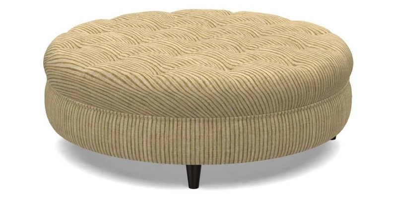 Helmsley Round Footstool in Linwood Omega Velvet Navy