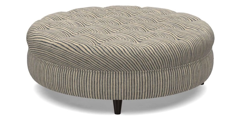 Helmsley Round Footstool in Linwood Omega Velvet Navy