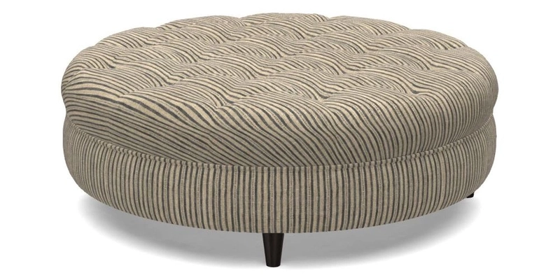 Helmsley Round Footstool in Linwood Omega Velvet Navy