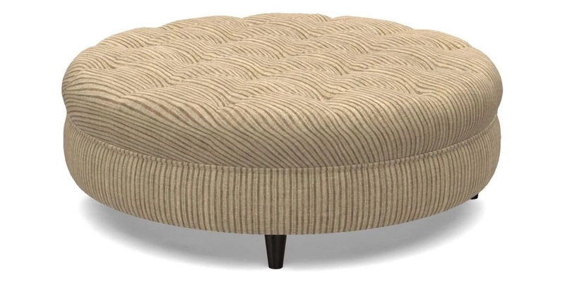 Helmsley Round Footstool in Linwood Omega Velvet Navy
