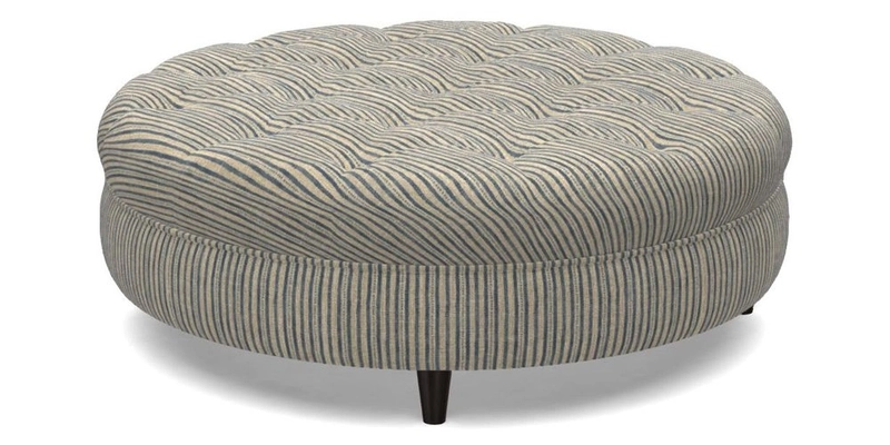 Helmsley Round Footstool in Linwood Omega Velvet Navy
