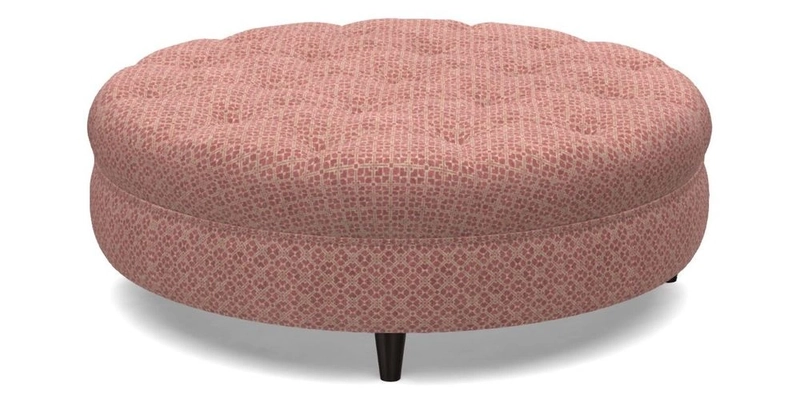Helmsley Round Footstool in Linwood Omega Velvet Navy
