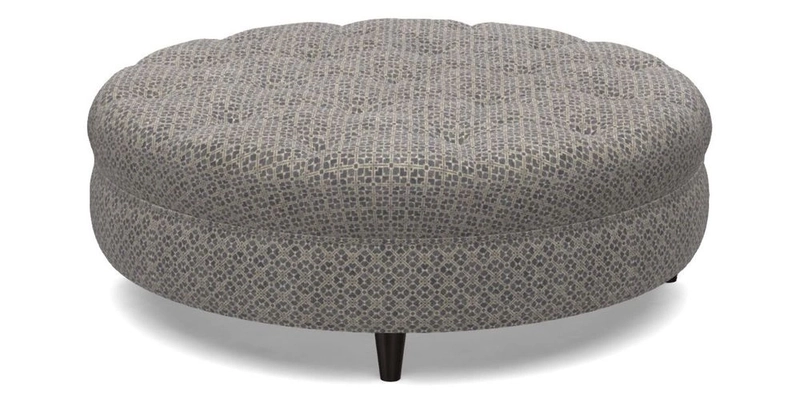 Helmsley Round Footstool in Linwood Omega Velvet Navy