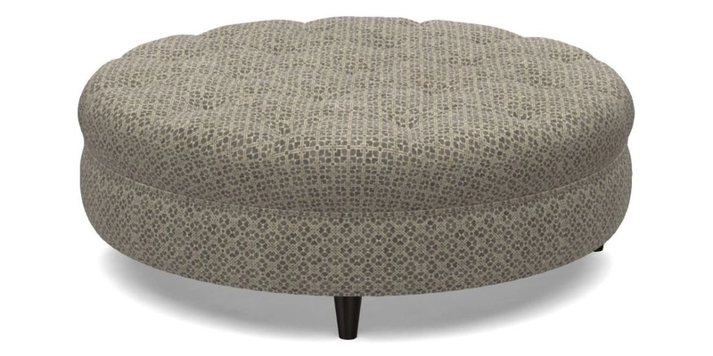 Helmsley Round Footstool in Linwood Omega Velvet Navy