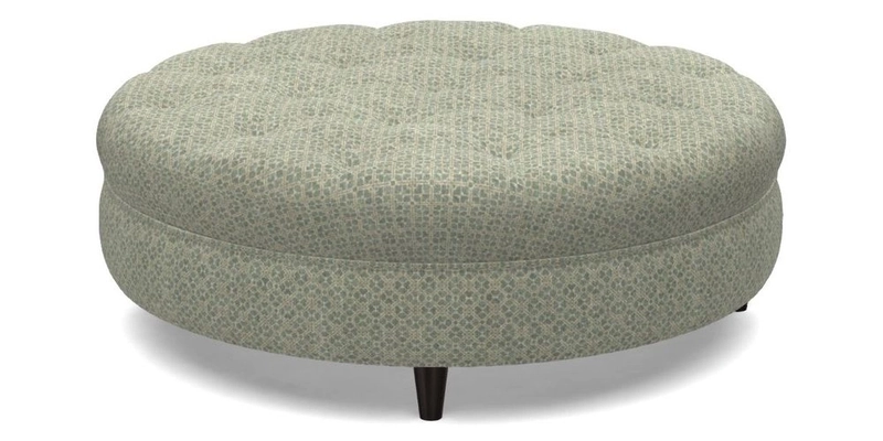 Helmsley Round Footstool in Linwood Omega Velvet Navy