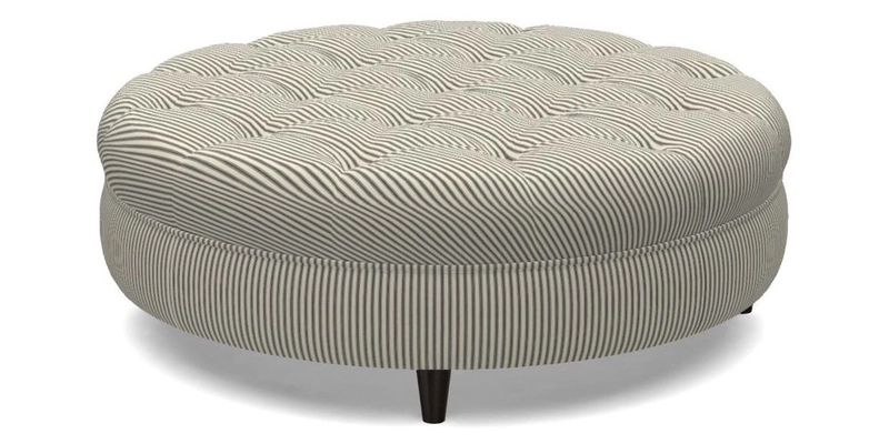 Helmsley Round Footstool in Linwood Omega Velvet Navy