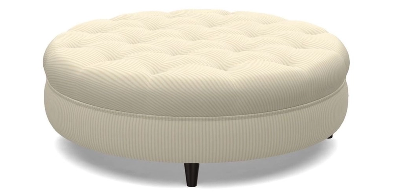 Helmsley Round Footstool in Linwood Omega Velvet Navy