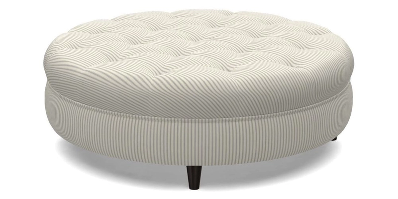 Helmsley Round Footstool in Linwood Omega Velvet Navy