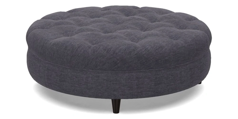 Helmsley Round Footstool in Linwood Omega Velvet Navy