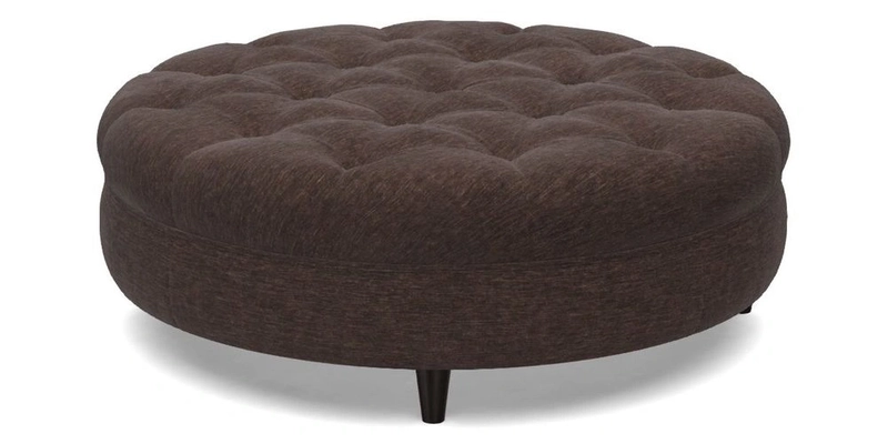 Helmsley Round Footstool in Linwood Omega Velvet Navy