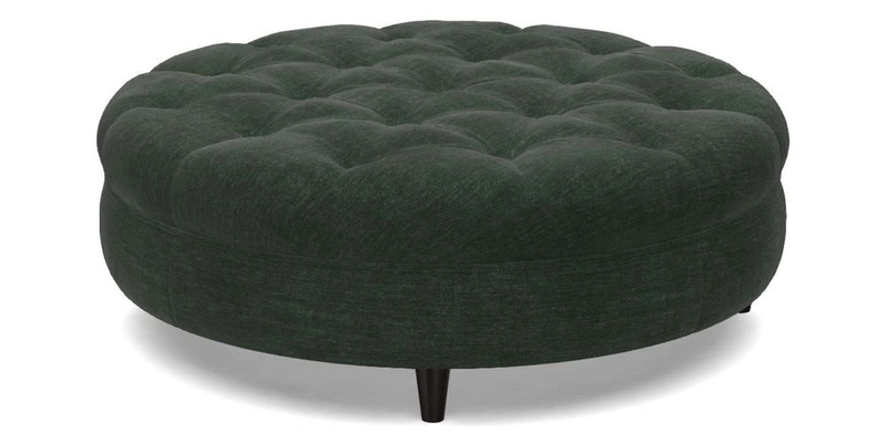 Helmsley Round Footstool in Linwood Omega Velvet Navy