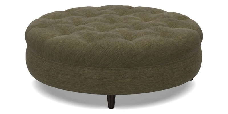 Helmsley Round Footstool in Linwood Omega Velvet Navy