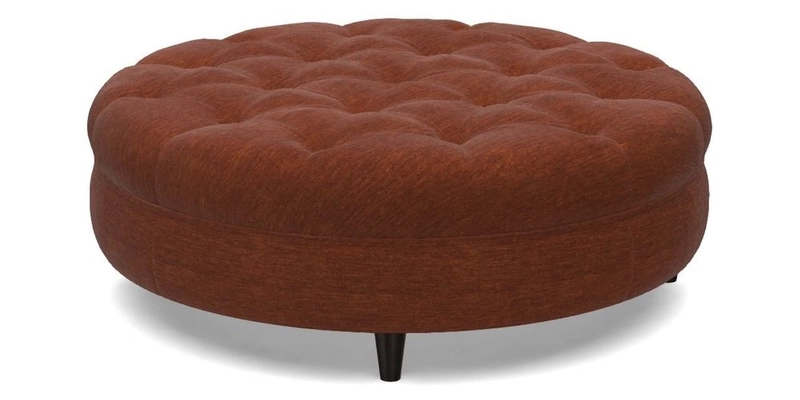 Helmsley Round Footstool in Linwood Omega Velvet Navy
