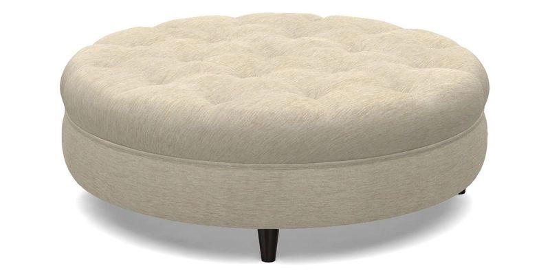 Helmsley Round Footstool in Linwood Omega Velvet Navy