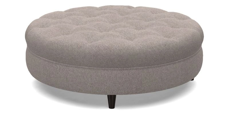 Helmsley Round Footstool in Linwood Omega Velvet Navy