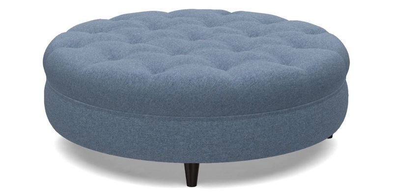 Helmsley Round Footstool in Linwood Omega Velvet Navy