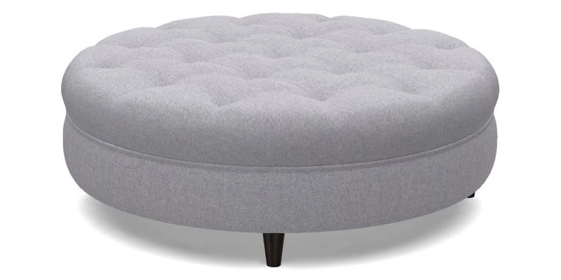 Helmsley Round Footstool in Linwood Omega Velvet Navy