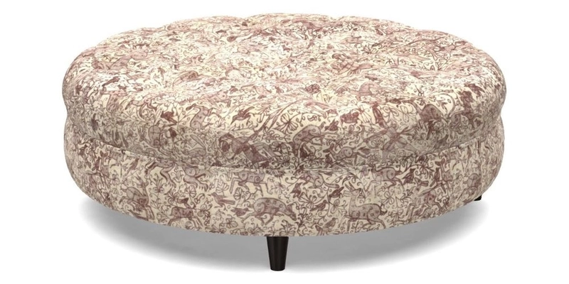 Helmsley Round Footstool in Linwood Omega Velvet Navy