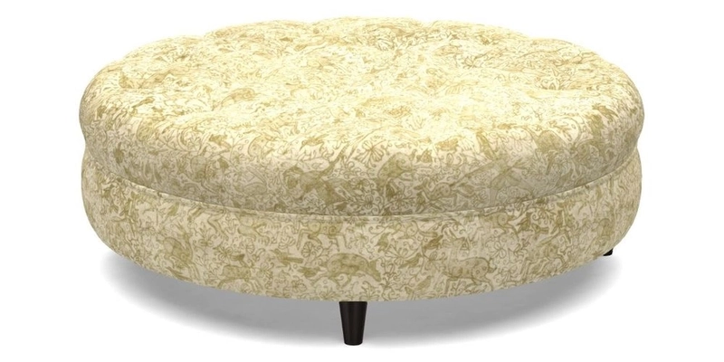 Helmsley Round Footstool in Linwood Omega Velvet Navy