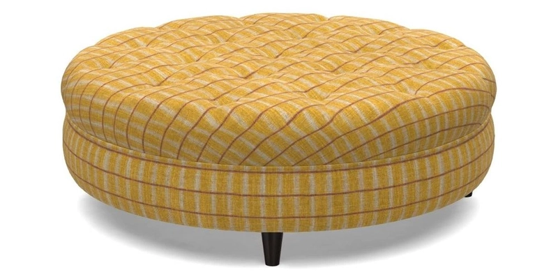Helmsley Round Footstool in Linwood Omega Velvet Navy