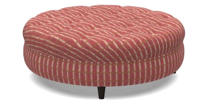 Helmsley Round Footstool in Linwood Omega Velvet Navy