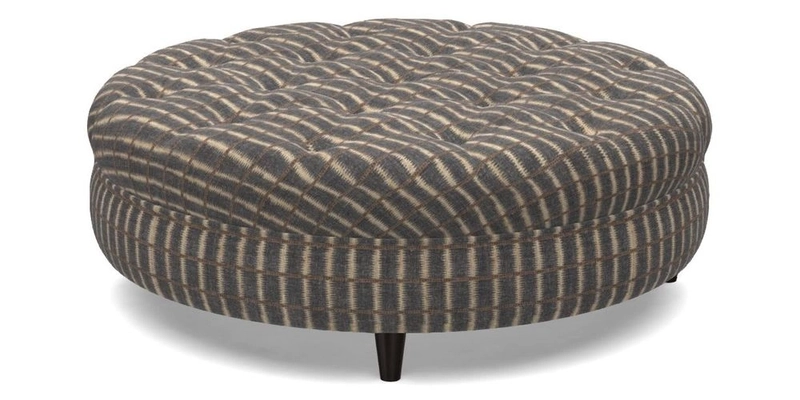 Helmsley Round Footstool in Linwood Omega Velvet Navy