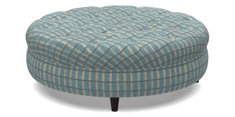 Helmsley Round Footstool in Linwood Omega Velvet Navy